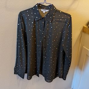 BB Dakota Semi Shear Black Top With Silver Stars